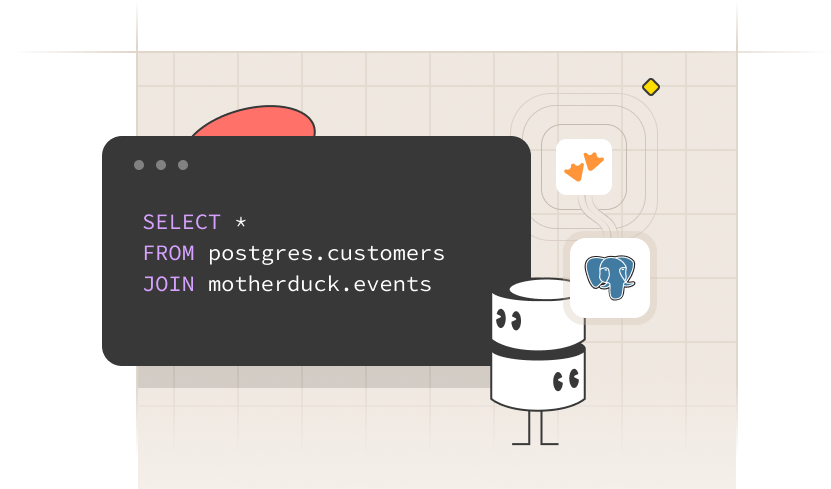 Code snippet showing how to integrate Postgres with MotherDuck using pg_duckdb
